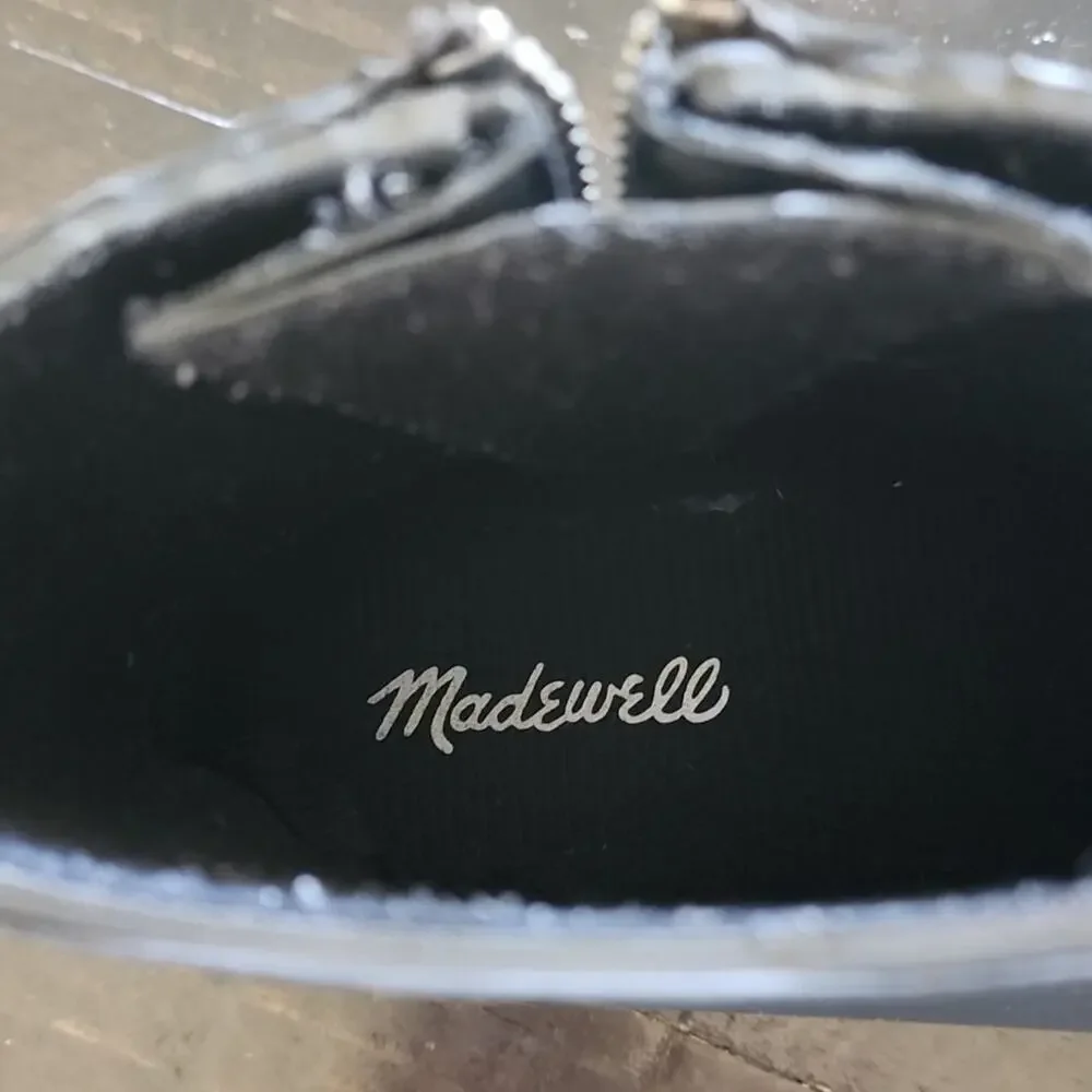 MADEWELL The Zip Up Lugsole Rain Boots Ankle Short Rubber Upper Size 9 Black